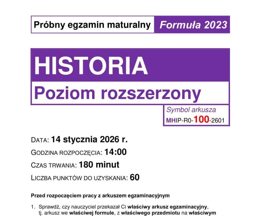 Próbna matura 2026 z historii: Arkusze CKE, pytania i odpowiedzi [14.01.2026]