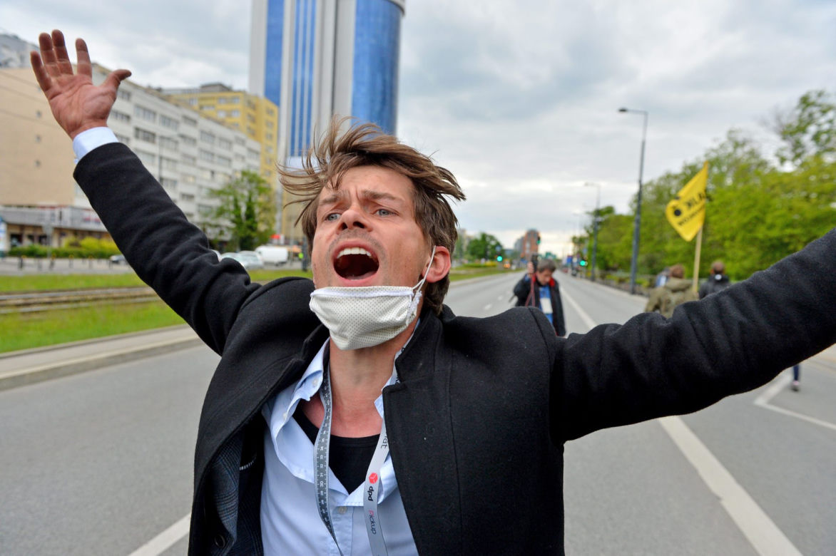 Michał Kołodziejczak, protest przedsiębiorców w Warszawie