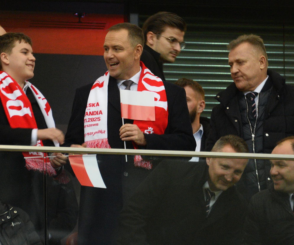 Karol Nawrocki na meczu Polska - Holandia