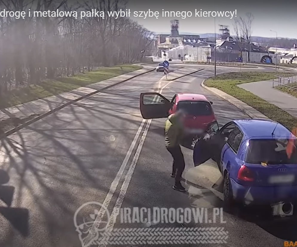 Wałbrzych: Dresiarz zajechał drogę i wybił szybę innego samochodu! [FILM]