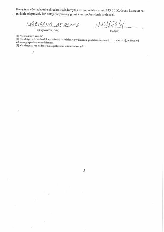 Oświadczenie majątkowe Witolda Pahla