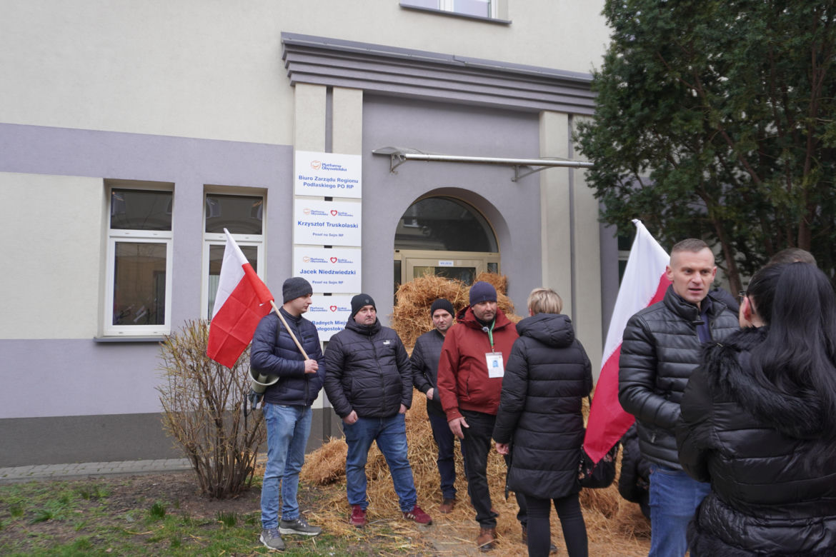 Protest rolników w Białymstoku. Przemarsz ulicami miasta 4 marca