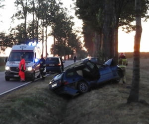 Kierowca BMW wypadł z drogi na zakręcie. Samochód uderzył w drzewo [ZDJECIA]