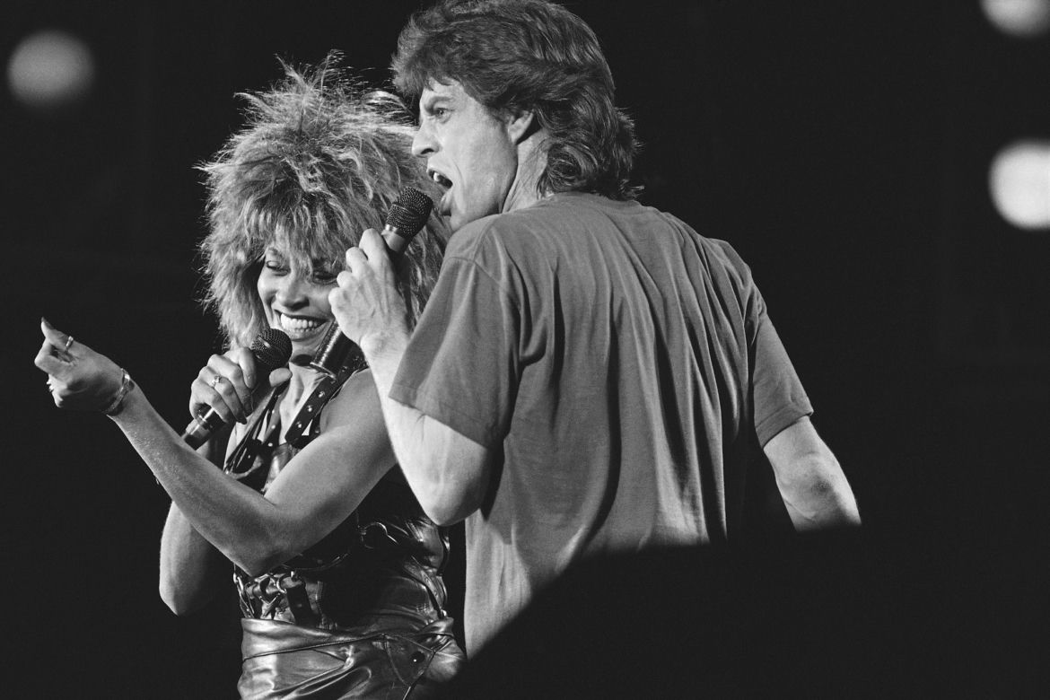 Tina Turner, Mick Jagger. 1985r.