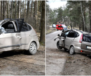 Śmigłowiec zabrał ją do szpitala w Płocku! Jej chevrolet uderzył w drzewo [ZDJĘCIA]
