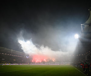 Arka Gdynia - Lechia Gdańsk: Zdjęcia kibiców z derbów Trójmiasta w ramach 23. kolejki PKO BP Ekstraklasy