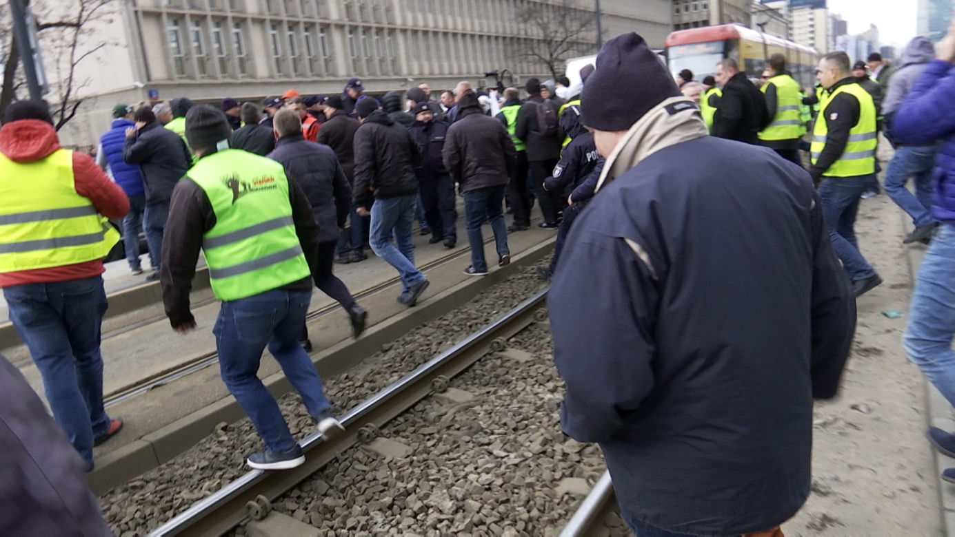 Protest taksówkarzy w Warszawie