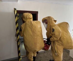 Potężne manewry strażaków na Pomorzu. Do akcji weszły psy ratownicze i policyjni antyterroryści