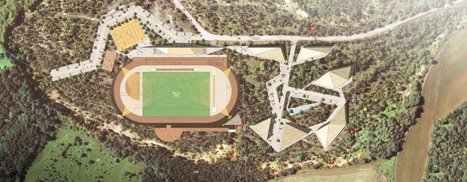 Stadion lekkoatletyczny na terenie dawnego kamieniołomu
