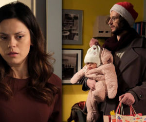 M jak miłość odc. 1929. Kasia (Paulina Lasota), Zosia, Mariusz (Mateusz Mosiewicz)