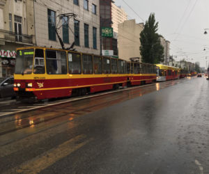 Krajobraz centrum Łodzi po burzy