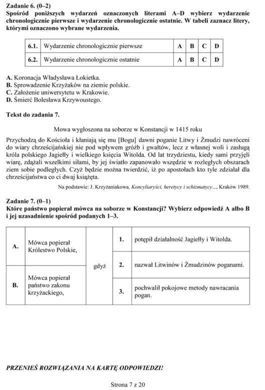 EGZAMIN GIMNAZJALNY 2014 HISTORIA WOS - ARKUSZE OFICJALNE Z CKE