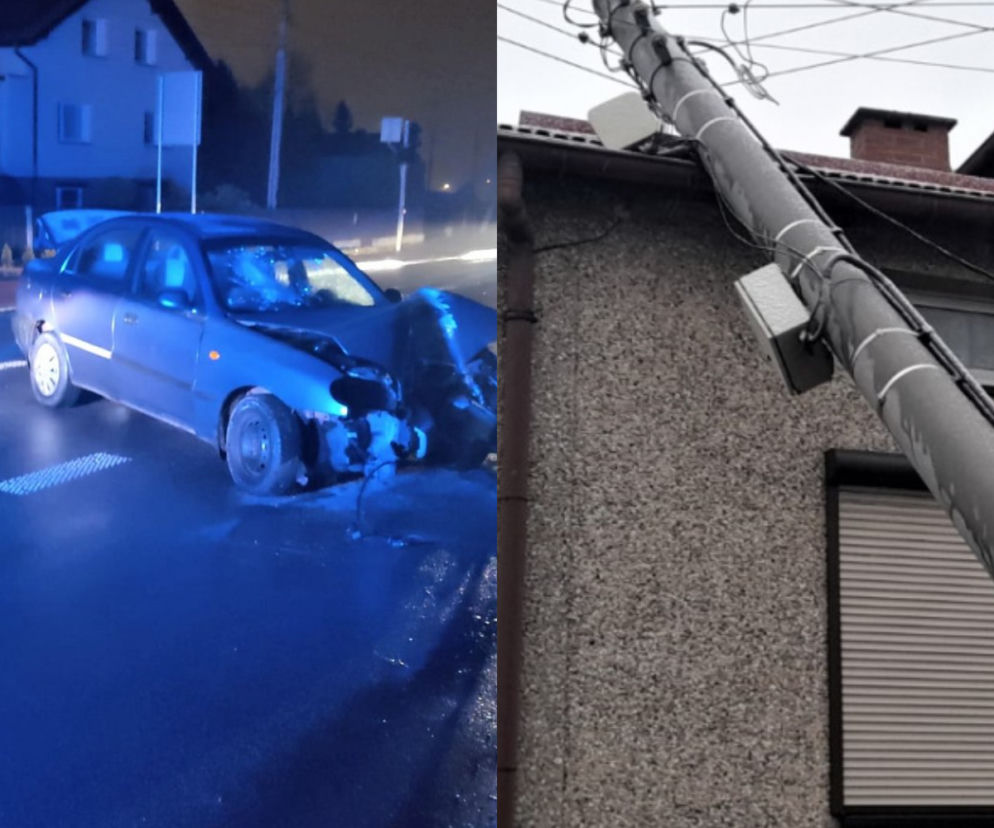 Śląskie: Pijany kierowca uderzył w słup, który przewrócił się na dom jednorodzinny