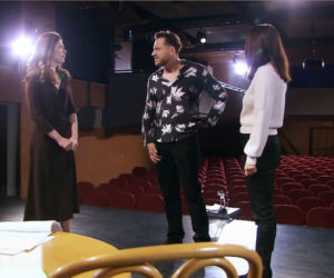 Na Wspólnej odc. 3277. Celina Jantar (Joanna Sydor), reżyser Halicki (Adam Szczyszczaj), Marta (Joanna Jabłczyńska)