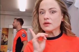 Wojciech Zygmunt i Anna Haba na planie Na sygnale