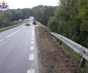 TIR spłonął niedaleko Lublina. Kierowca wjechał na skarpę