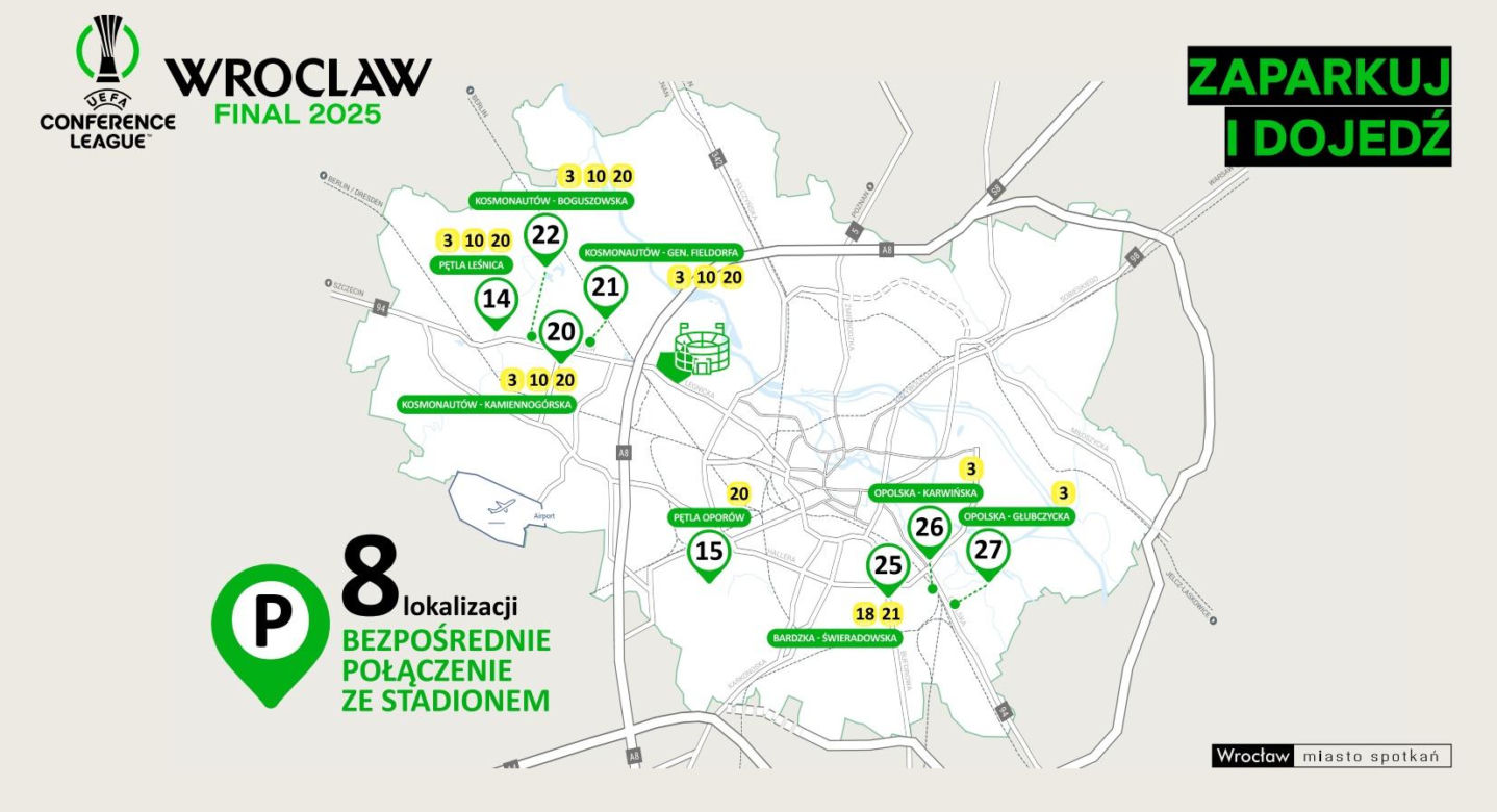 Finał Ligi Konferencji Europy 2025 we Wrocławiu - zmiany w organizacji ruchu