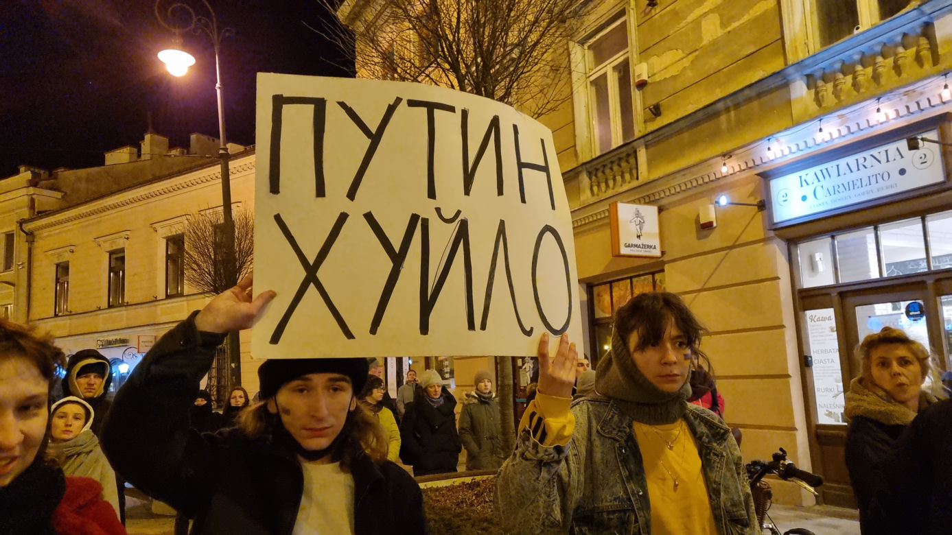Lublin: protest wobec rosyjskiej agresji na Ukrainę