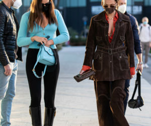 Irina Shayk, Gigi Hadid i Bella Hadid w Mediolanie