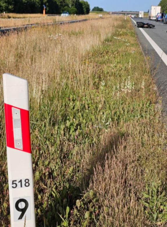 Śmier motocyklisty na A2