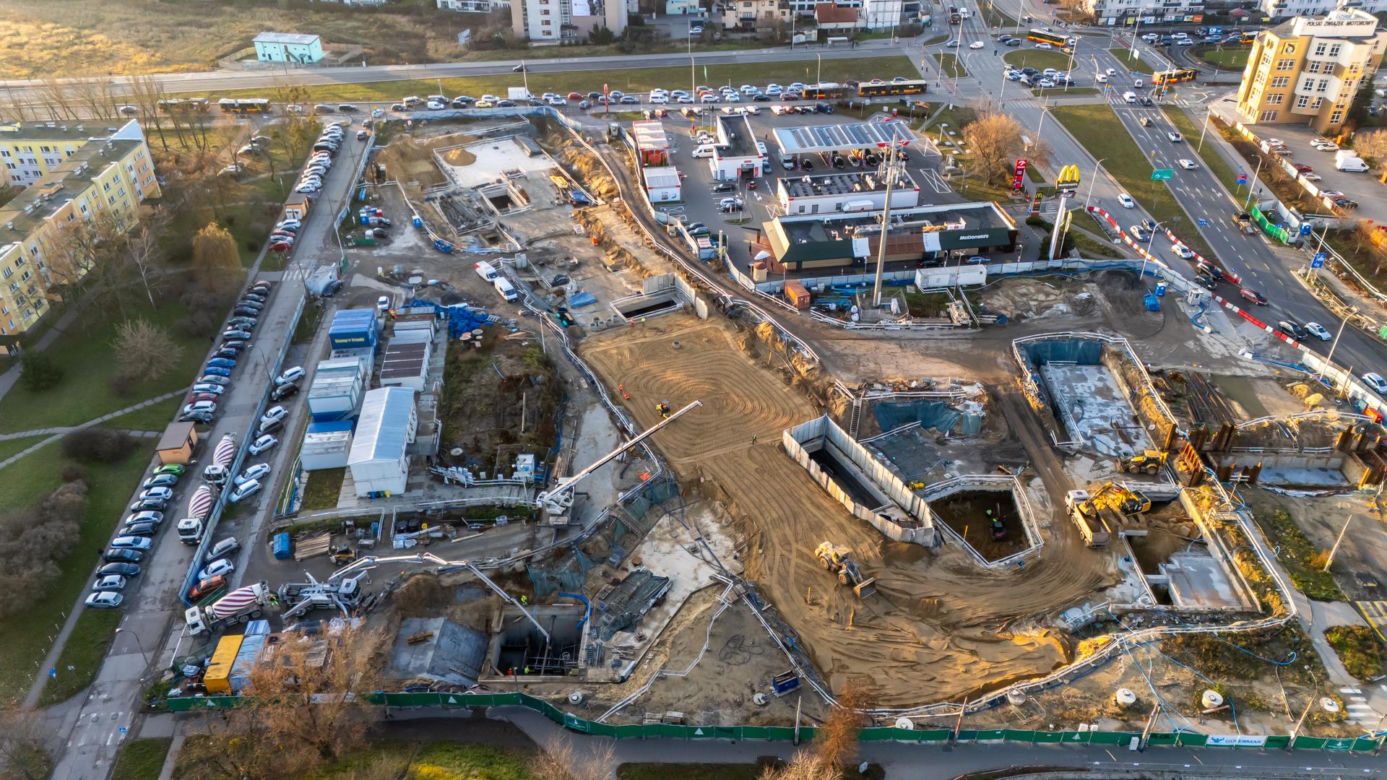 Budowa stacji Lazurowa w grudniu 2024