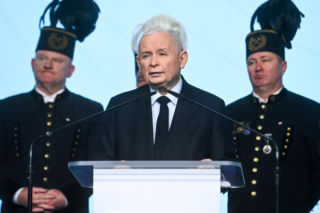 Konferencja prasowa prezesa PIS Jarosława Kaczyńskiego.