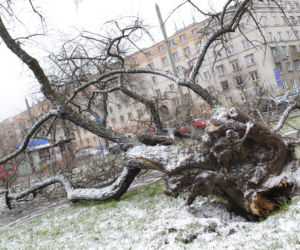 Śnieżyca, wichura w Warszawie