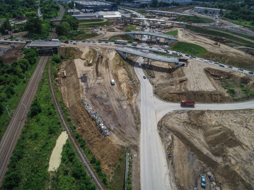 Zdjęcia z placu budowy S7 Kraków - Widoma, czerwiec 2024
