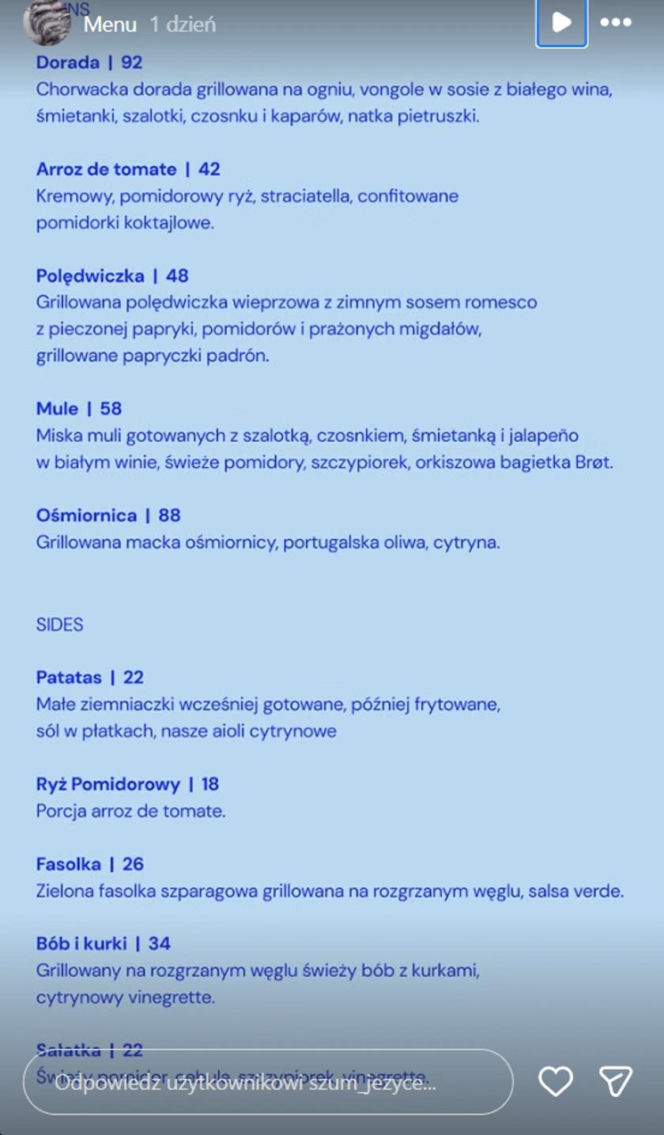 Restauracja Jana Bednarka | Menu