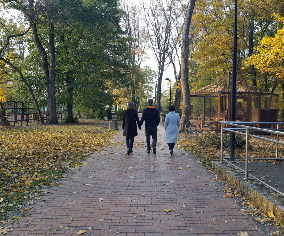 Park 1000-lecia w Lesznie na chwilę przed zachodem słońca