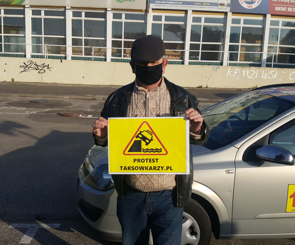 Protest taksówkarzy w Bydgoszczy 