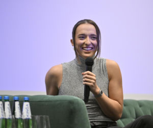 Iga Świątek i Daria Abramowicz na konferencji