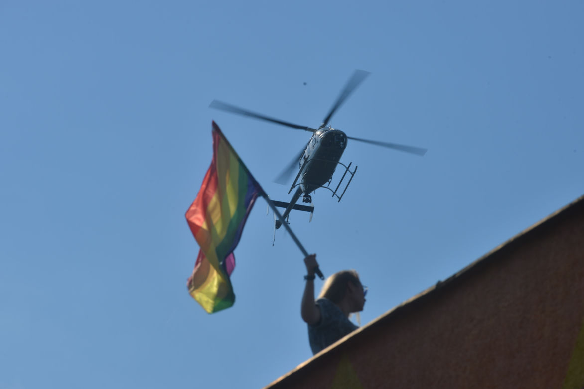 Był też śmigłowiec, który podążał za uczestnikami marszu