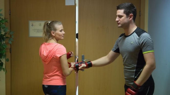 Na dobre i na złe odc. 633. Aneta Gniewosz (Natalia Rybicka) Adam Krajewski (Grzegorz Daukszewicz)