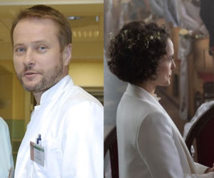 Na dobre i na złe odc. 745. Julka (Aleksandra Hamkało), Artur Bart (Piotr Głowacki), Zosia (Małgorzata Foremniak), Kuba (Artur Żmijewski)