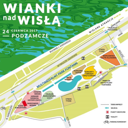 Wianki nad Wisłą 2017 - MAPA ATRAKCJI. Gdzie koncerty, wicie wianków i inne
