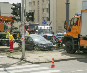 Wypadek na skrzyżowaniu Grójeckiej z Wawelską