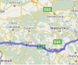Mapka Poznań - Berlin trasa E30