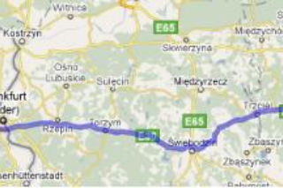 Mapka Poznań - Berlin trasa E30