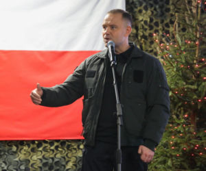 Prezydent RP Karol Nawrocki podczas spotkania świątecznego z żołnierzami