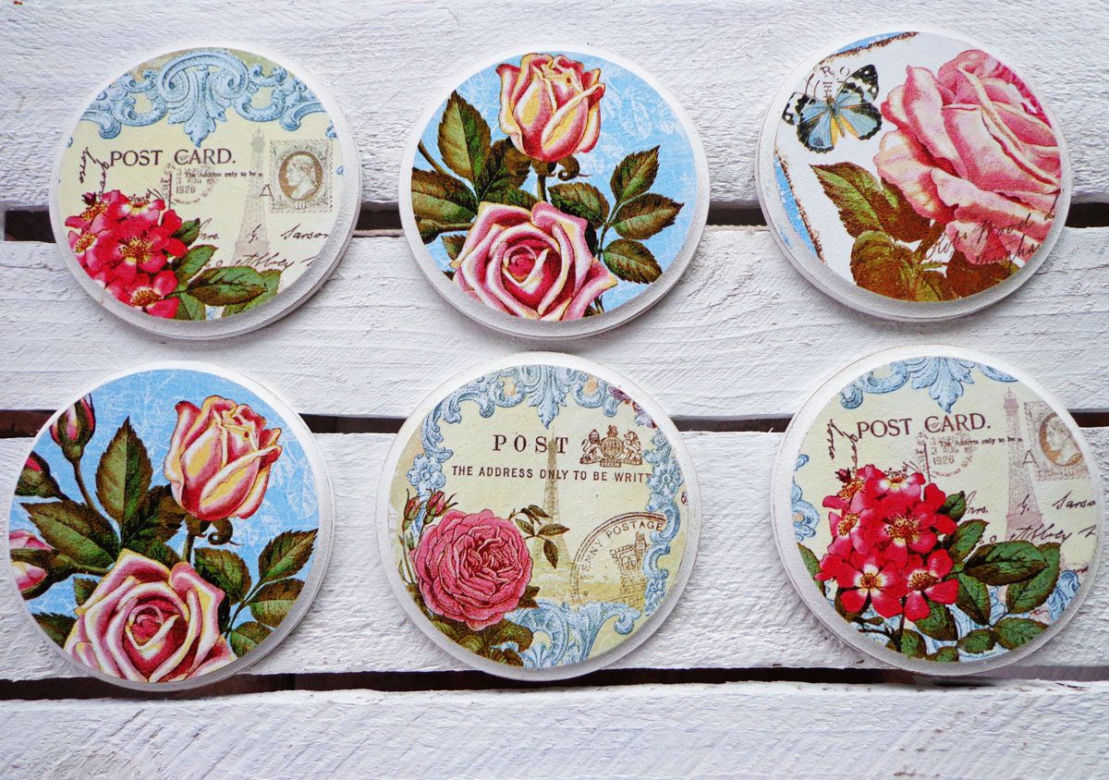Podkładki pod kubek decoupage na żelazko