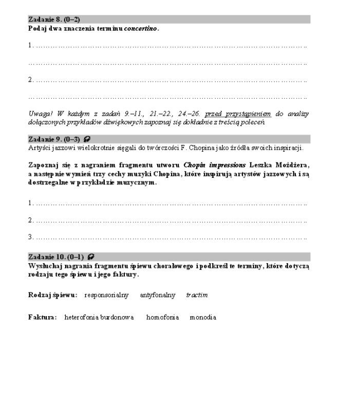 Historia muzyki matura