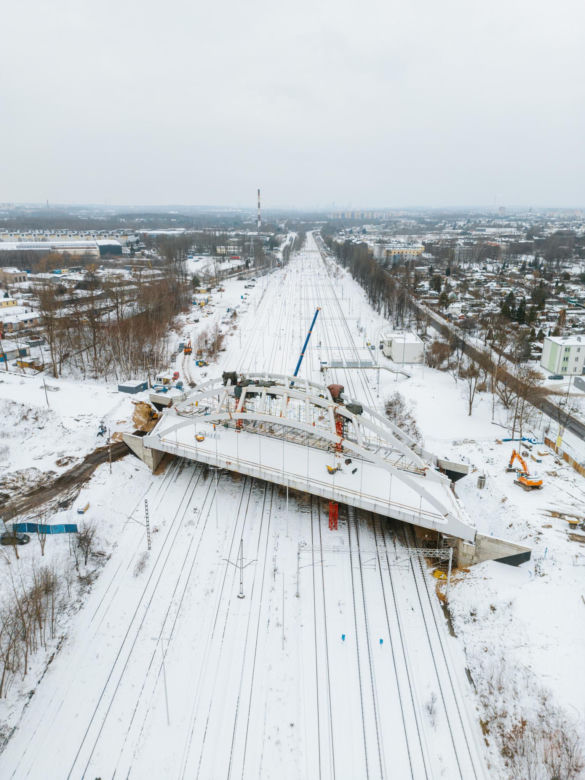 Budowa wiaduktu nad linia kolejową w Sosnowcu