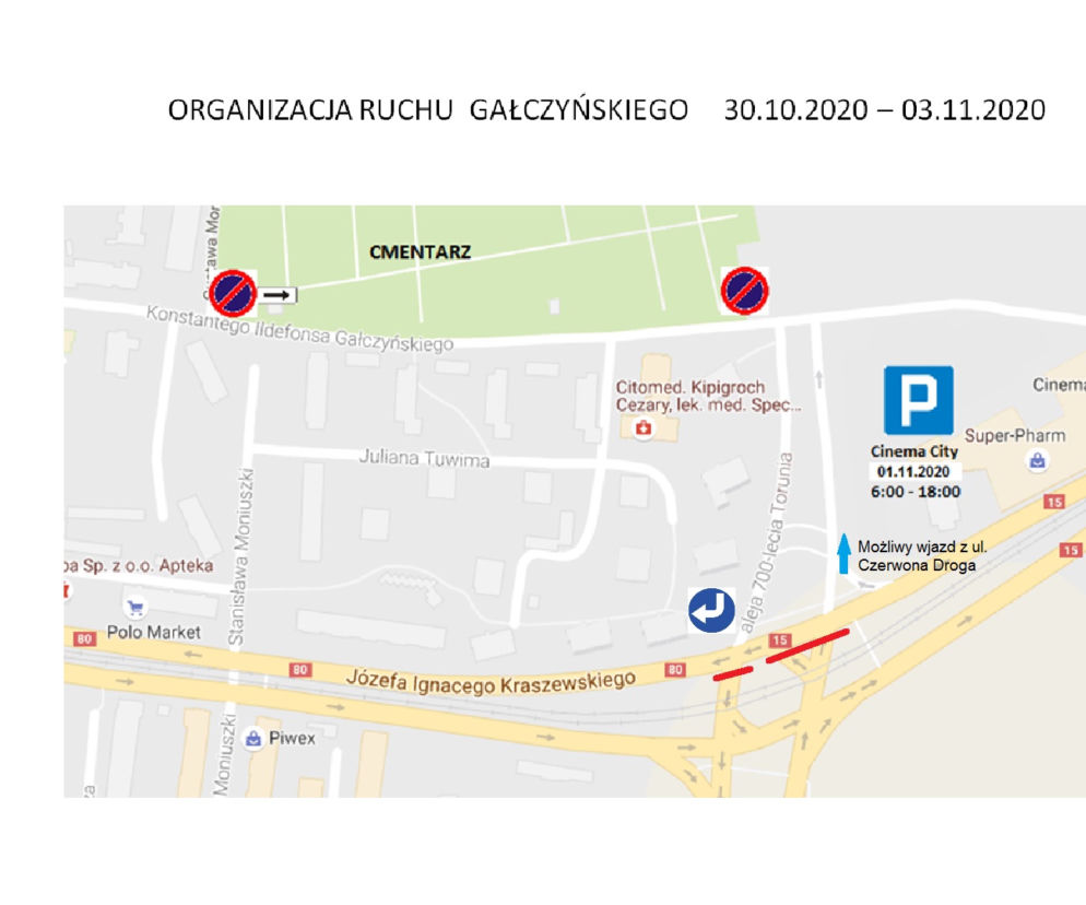 Wszystkich Świętych 2020. Organizacja ruchu w pobliżu cmentarzy w Toruniu