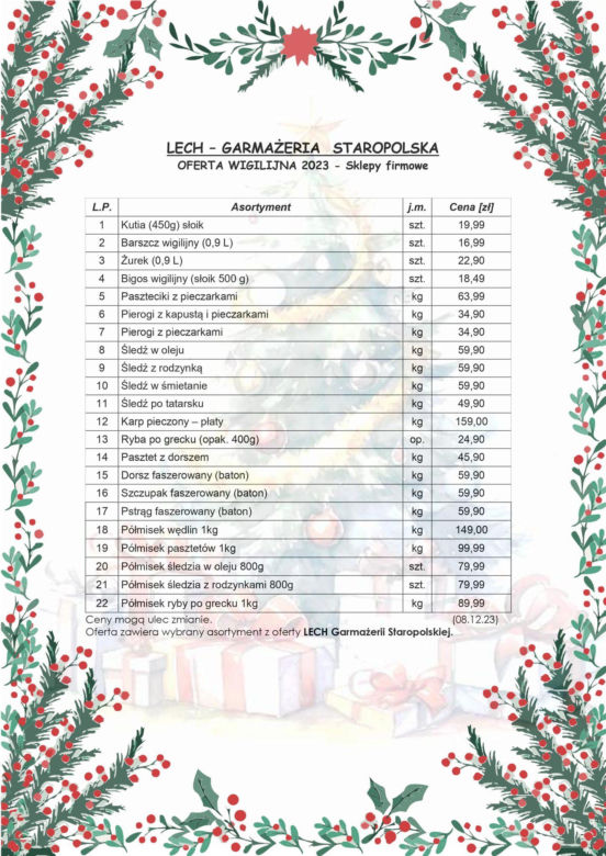 Catering świąteczny Lech Garmażeria Staropolska