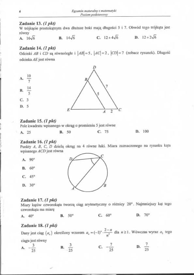 Matura 2012 matematyka podstawowy 