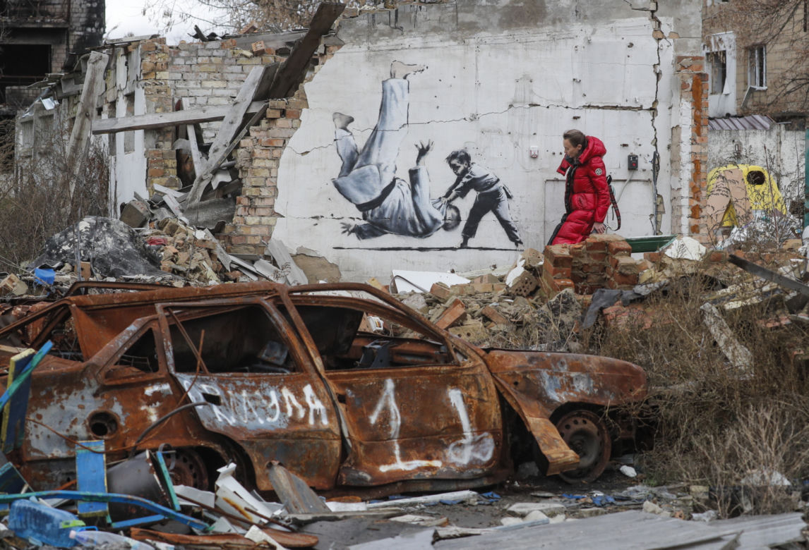 Banksy tam był. Powstała seria ulicznych graffiti w Ukrainie