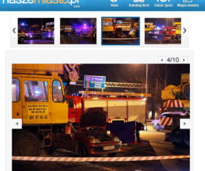 POZNAŃ: Makabryczny wypadek - LINA holownicza ŚCIĘŁA DACH FIATA i zabiła 50-letnią kobietę