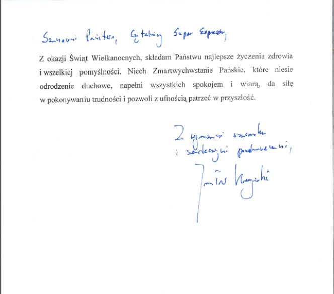 Życzenia od Kaczyńskiego