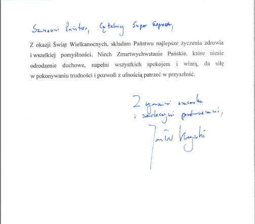 Życzenia od Kaczyńskiego